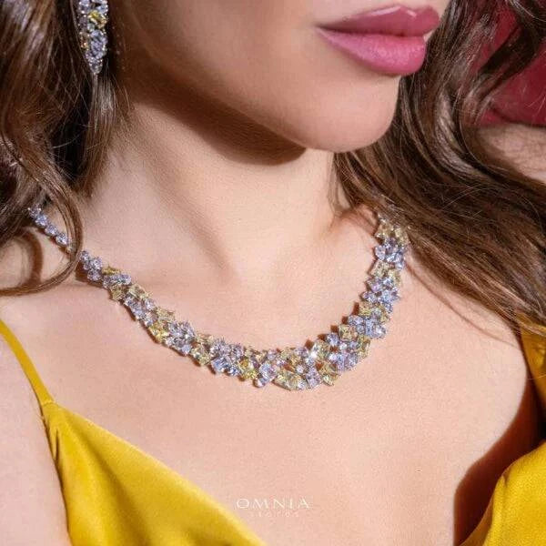 Omnia Anastasia Yellow Bridal Full Set in High Quality Zircon Stone in Rhodium Plated - OMNIASTORES UAE