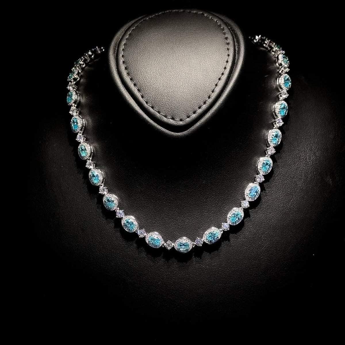 Omnia Asiya Sky Blue Necklace 92.5 Silver In High Quality Simulated diamonds - OMNIASTORES UAE