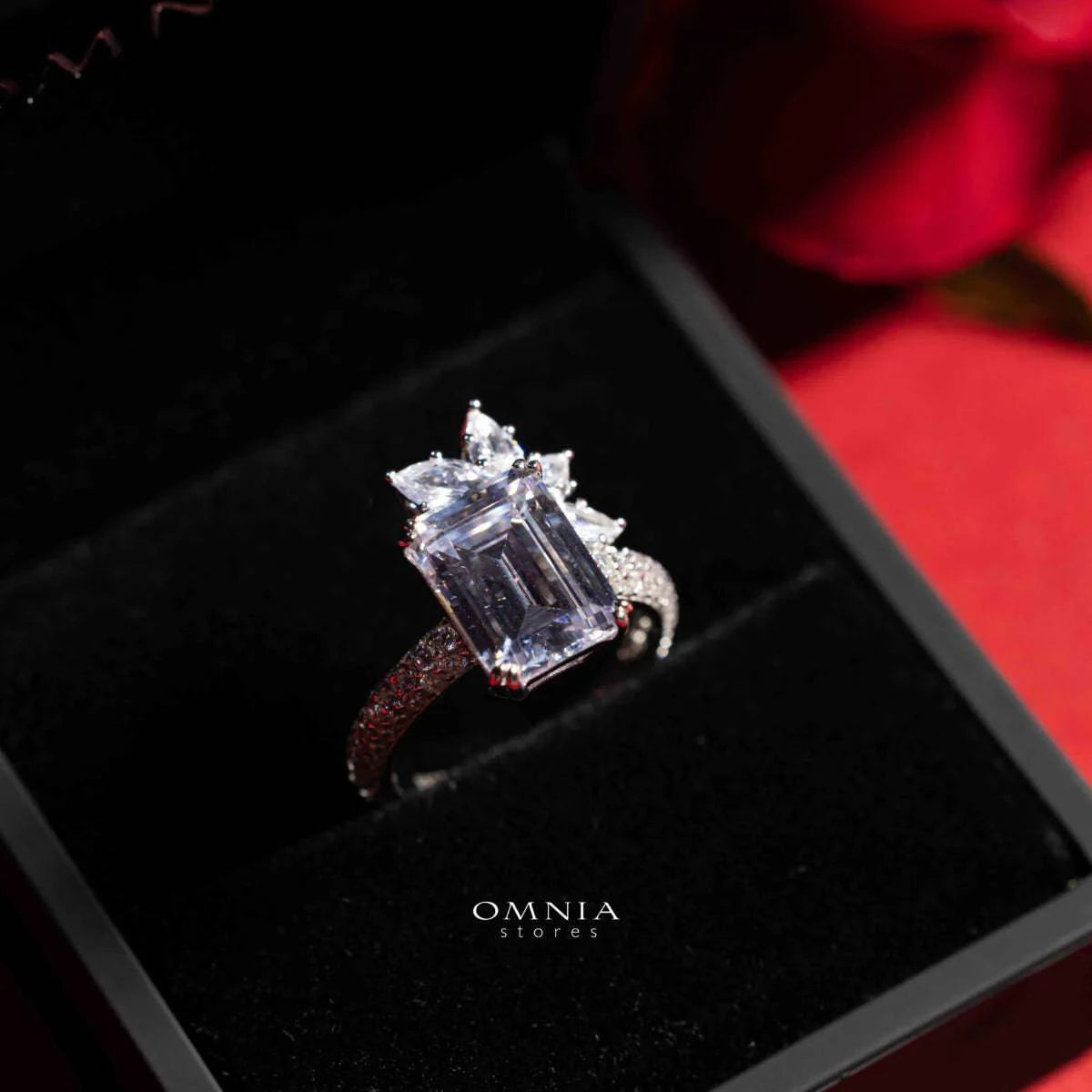 Omnia Chams White Ring 92.5 Silver High Quality Simulated diamonds - OMNIASTORES UAE
