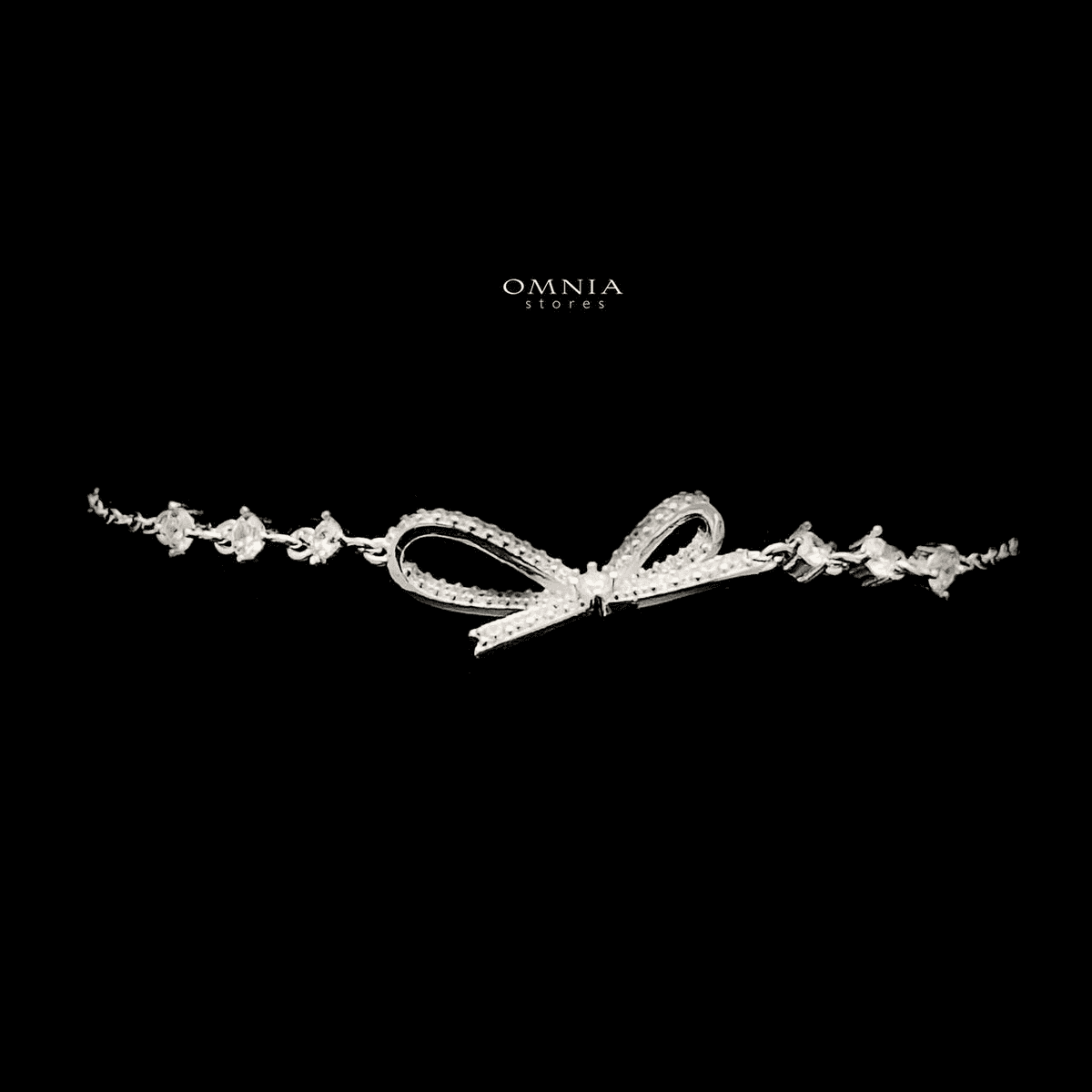 Omnia Lulwa Bow Bracelet in High Quality 92.5 Silver with Iced Cut Stone - OMNIASTORES UAE