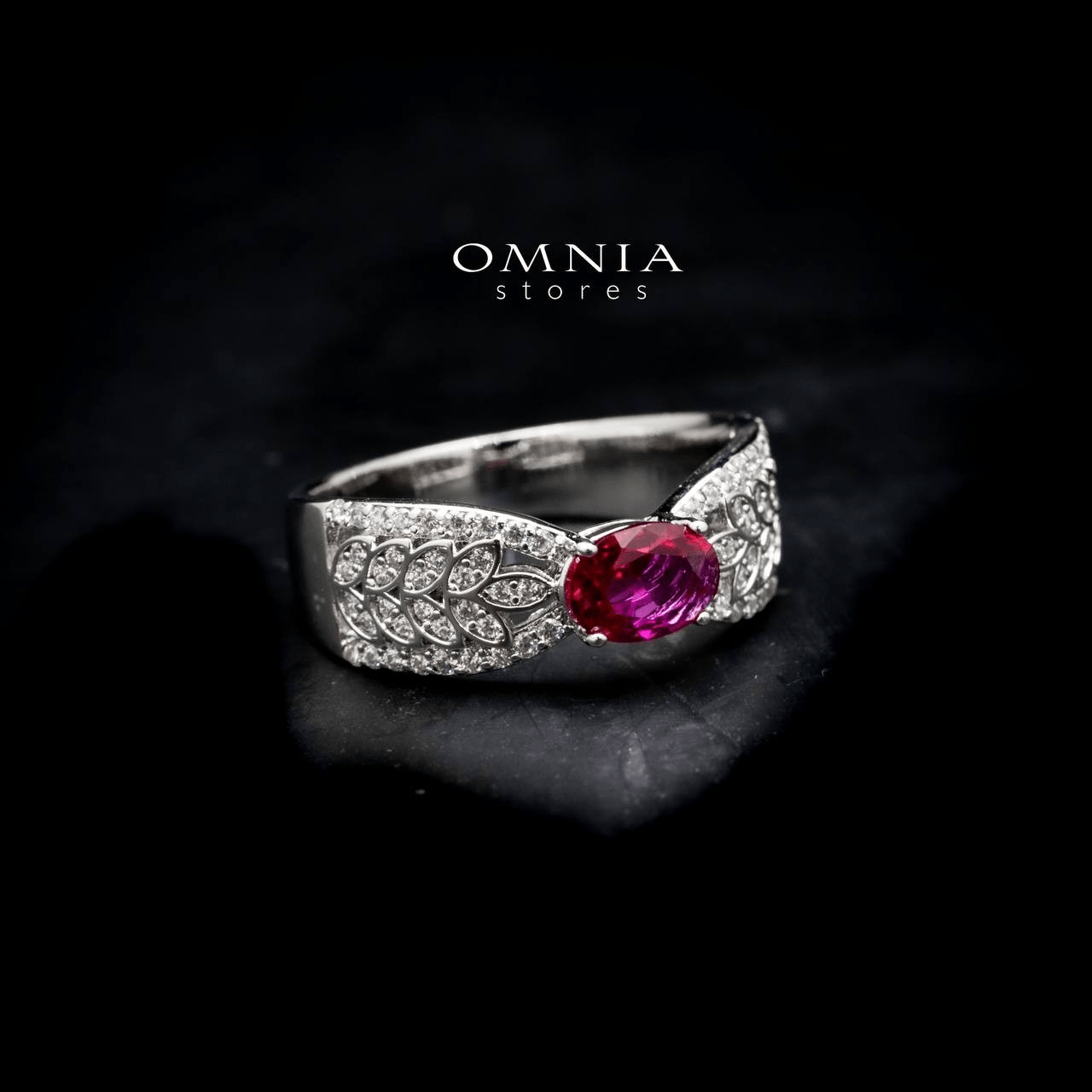 Omnia Miraal Ring in 92.5 Silver with High Quality Simulated Diamonds - OMNIASTORES UAE