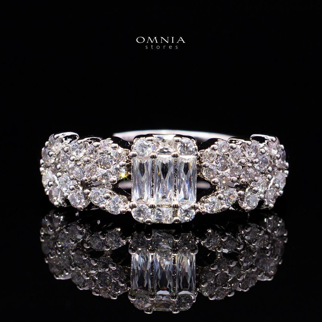 Omnia Elham White Luxury Bridal Full Set with Rhodium Plated in High Quality White Zircon Stone Rhodium Plated