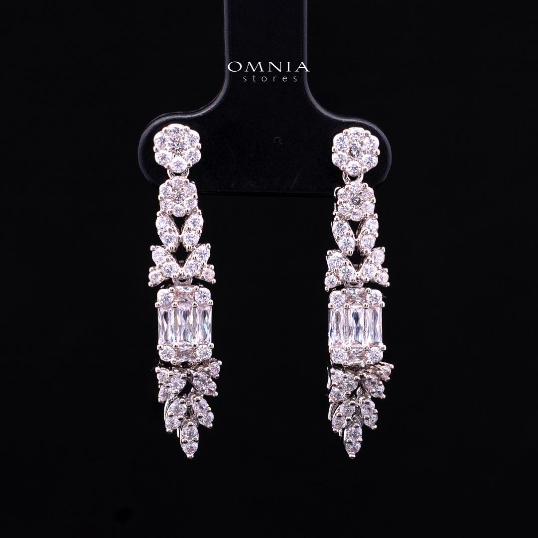 Omnia Elham White Luxury Bridal Full Set with Rhodium Plated in High Quality White Zircon Stone Rhodium Plated