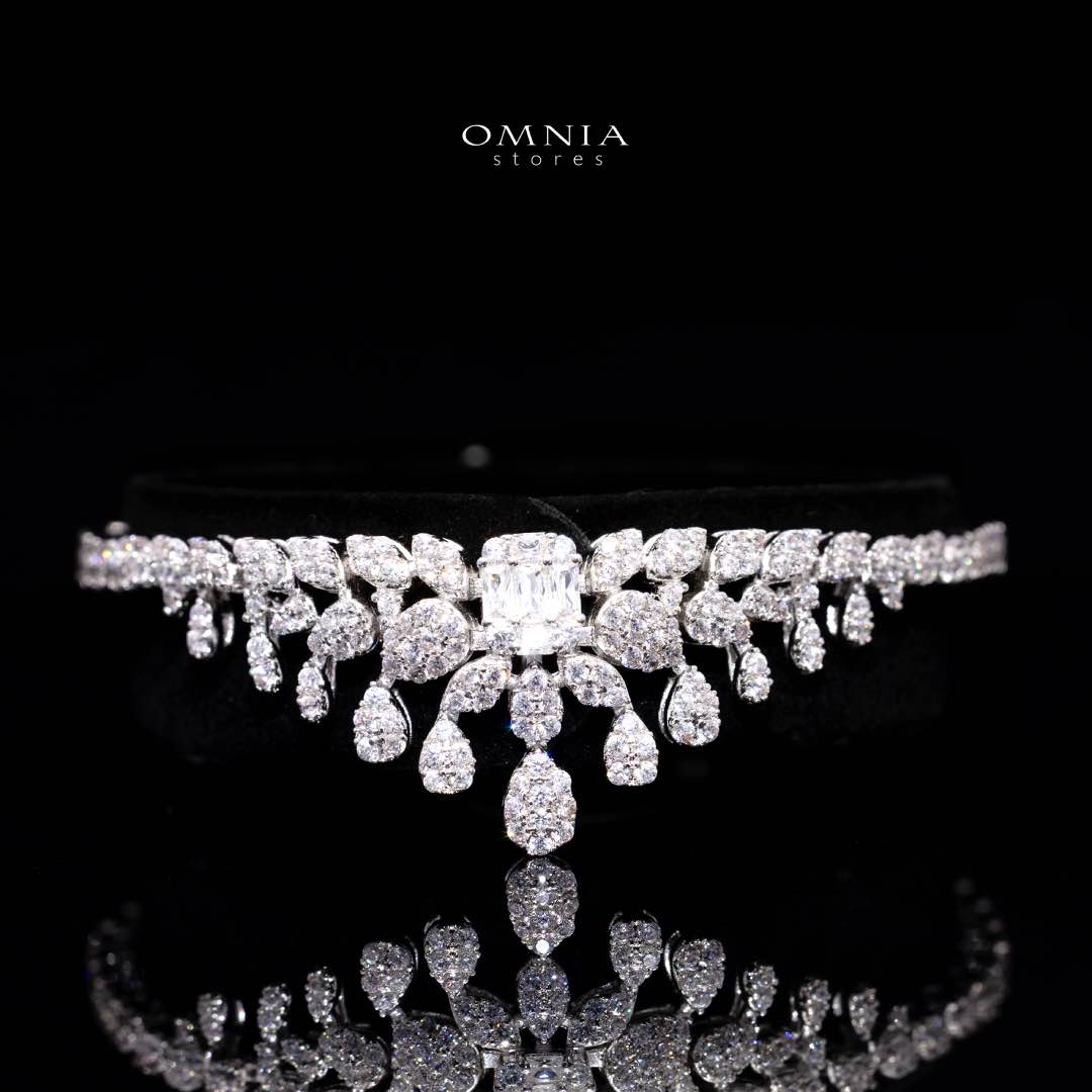 Omnia Mahra Bridal Full Set in High Quality Zircon Stone Rhodium Plated