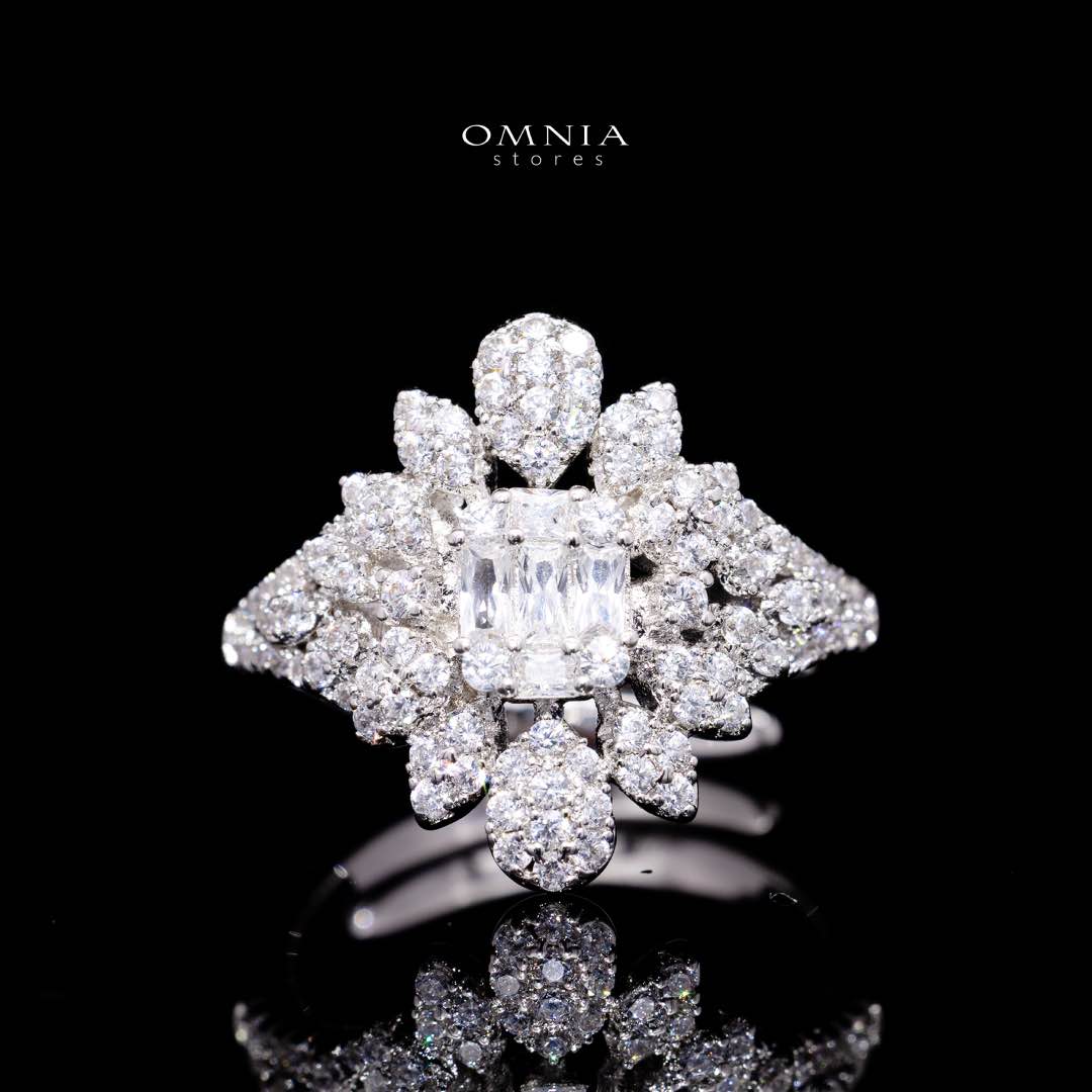 Omnia Mahra Bridal Full Set in High Quality Zircon Stone Rhodium Plated