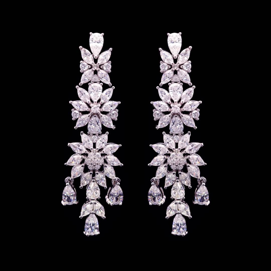Omnia Farida White Luxury Bridal Full Set in High Quality Zircon Stone Premium Rhodium Plated
