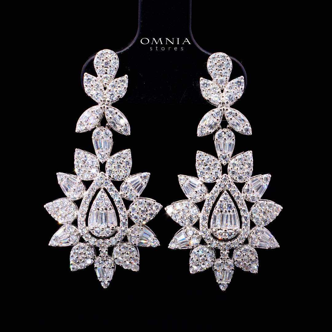 Omnia Aqsa White Luxury Bridal Full Set in High Quality Rhodium Plated Zircon Stones