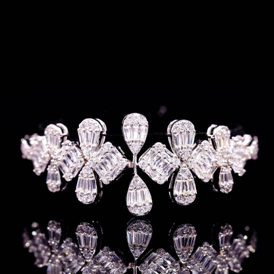 Omnia Kacey White Pearl Luxury Bridal Full Set in High Quality Zircon Stone Premium Rhodium Plated