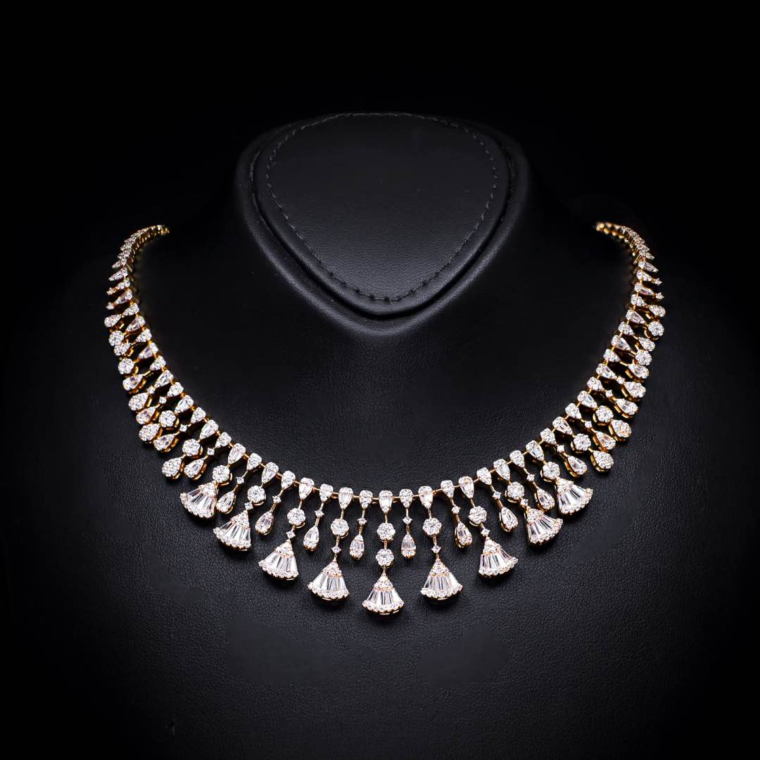 Omnia Camilla Gold Luxury Bridal Full Set in High Quality Rhodium Plated Zircon Stones