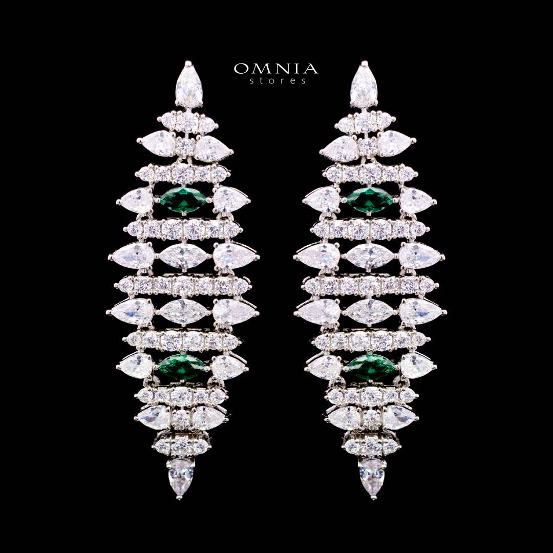 Omnia Lana Green Bridal Full Set in High Quality Zircon Stone Rhodium Plated
