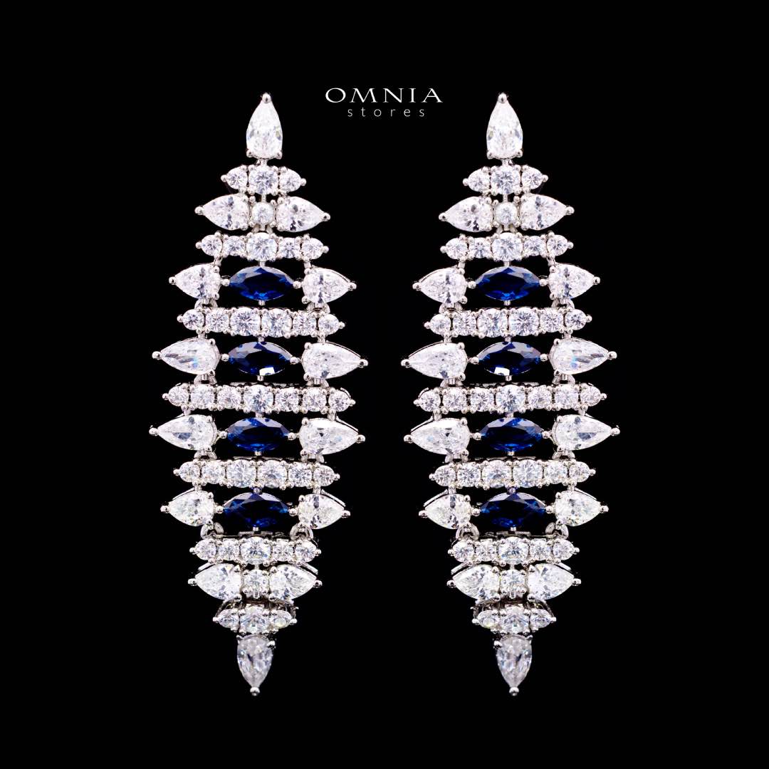 Omnia Lana Blue Bridal Full Set in High Quality Zircon Stone Rhodium Plated