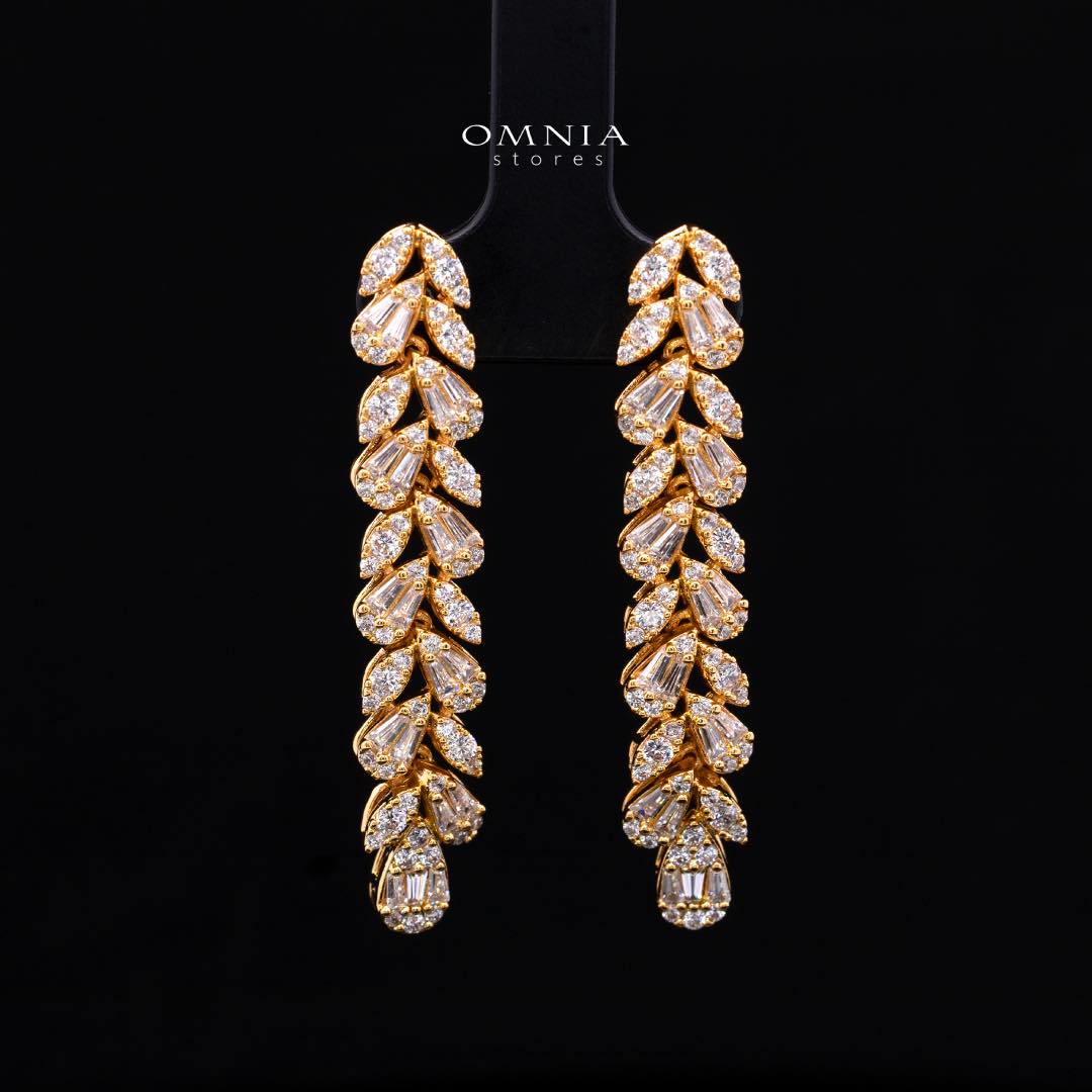 Omnia Aseel Gold Bridal Full Set Accessories in High Quality Zircon Stone Rhodium Plated