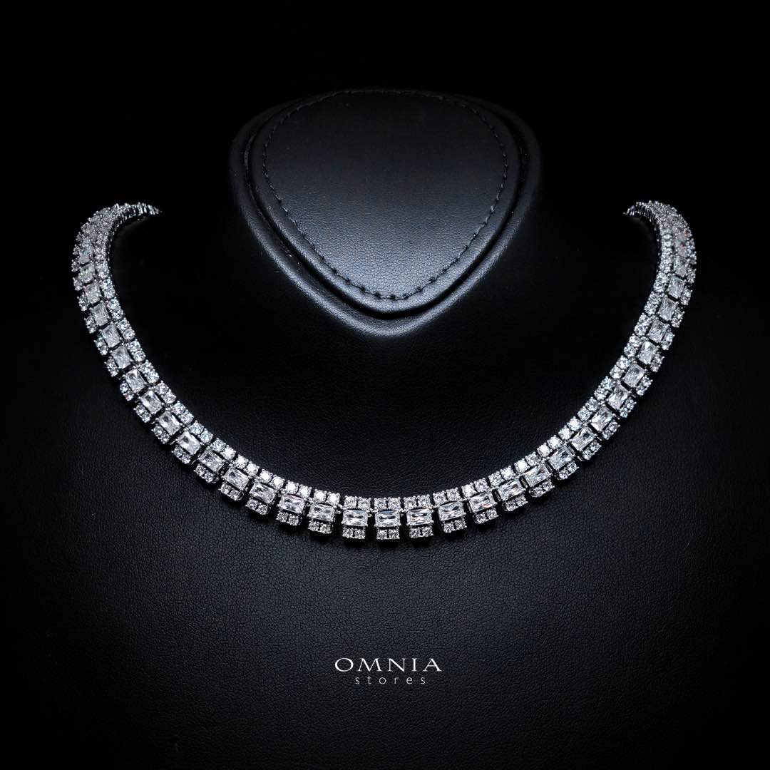 Omnia Hedieh White Bridal Full Set in High Quality Zircon Stone in Rhodium Plated