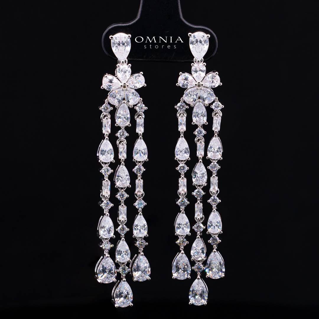 Omnia Nisrine White Luxury Bridal Full Set in High Quality Zircon Stone Rhodium Plated