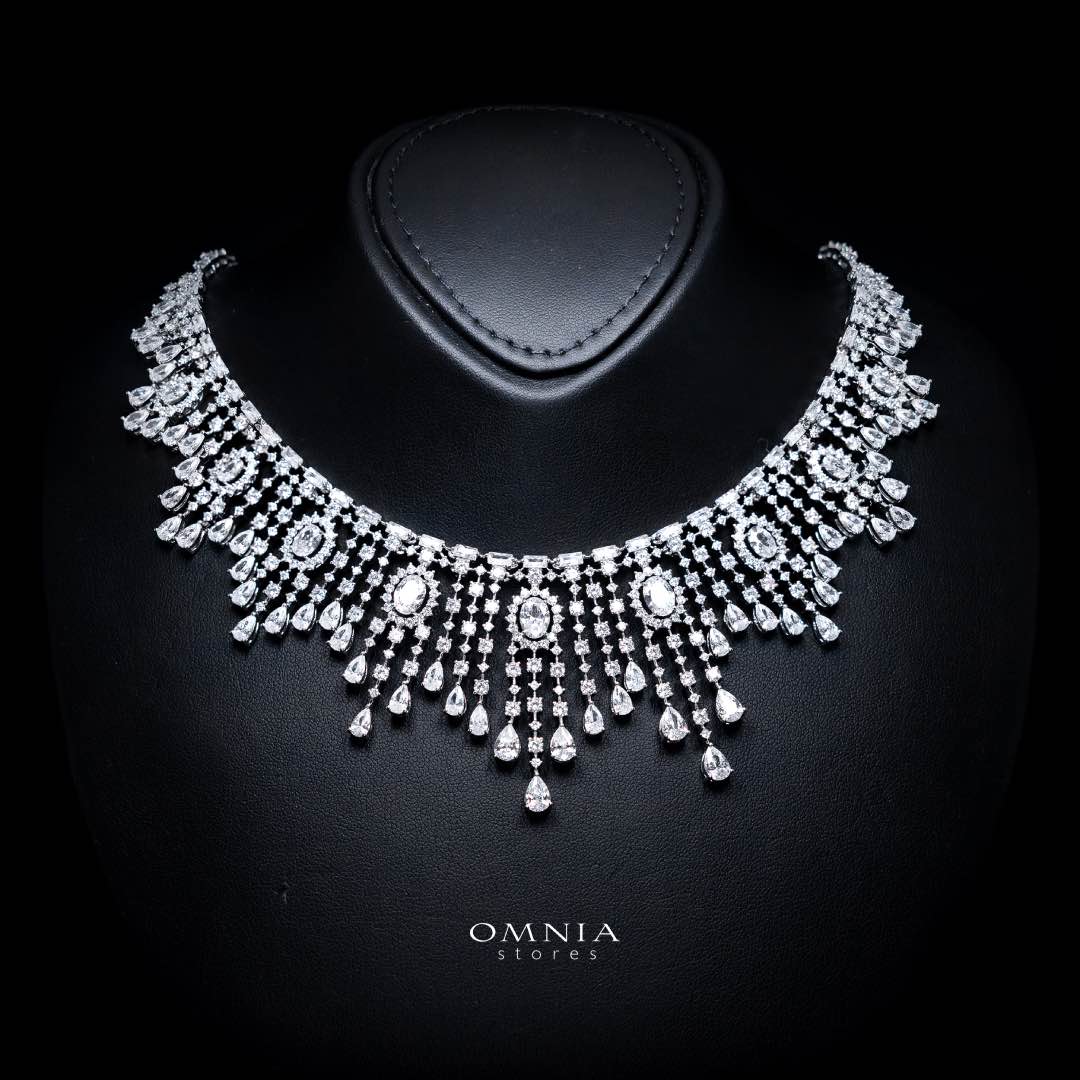 Omnia Naya White Bridal Full Set Accessories – High-Quality Zircon Stones, Rhodium Plated