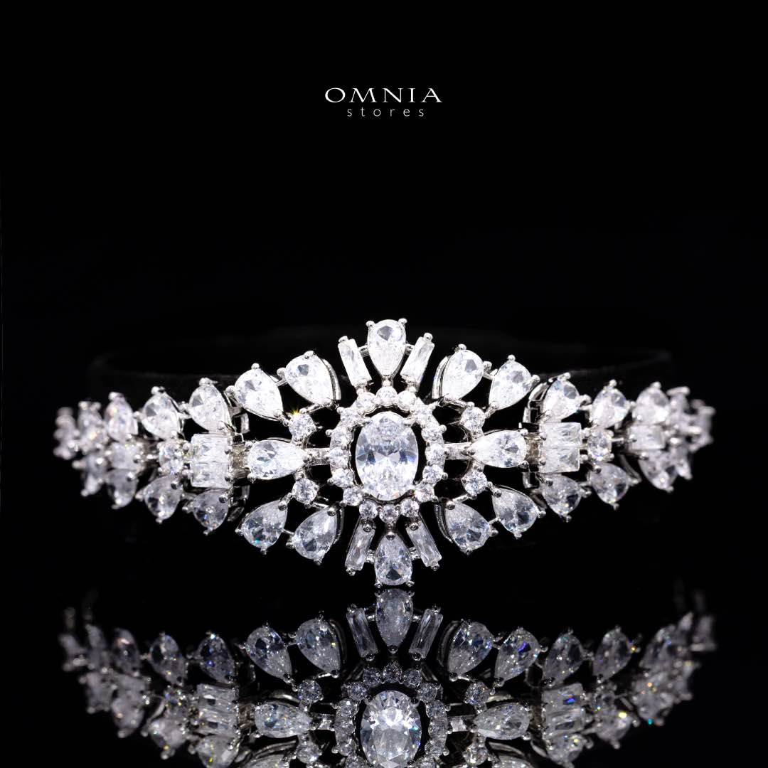 Omnia Naya White Bridal Full Set Accessories – High-Quality Zircon Stones, Rhodium Plated