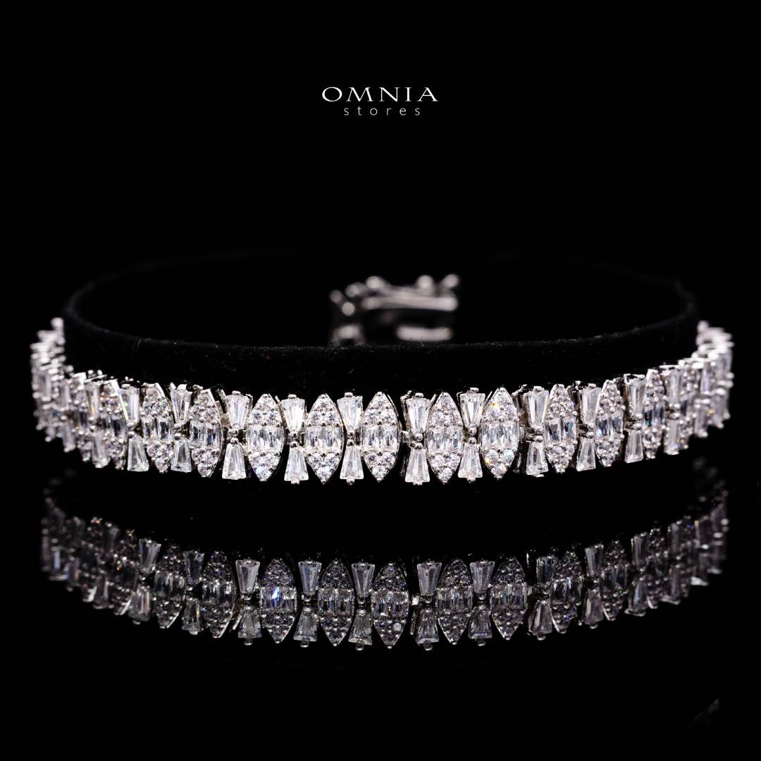 Omnia Manahil White Luxury Bridal Full Set in High Quality Zircon Stone Rhodium Plated