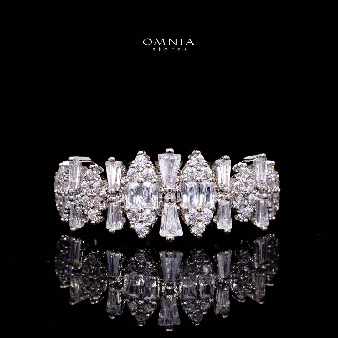 Omnia Manahil White Luxury Bridal Full Set in High Quality Zircon Stone Rhodium Plated