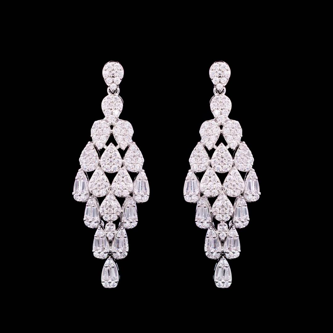 Omnia Dalilah White Luxury Bridal Full Set In High Quality Zircon Stone Premium Rhodium Plated