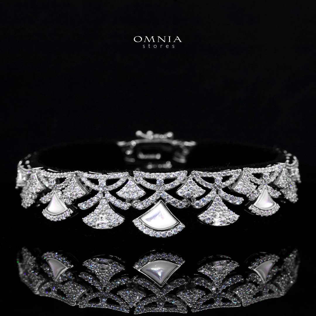 Omnia Bita White Bridal Full Set in High Quality Zircon Stone in Rhodium Plated (only 17 cm available in ksa)