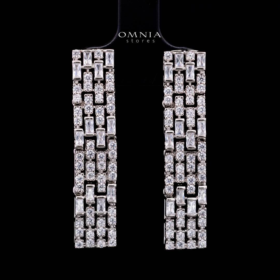 Omnia Zehra White Luxury Bridal Full Set in High Quality Zircon Stone in Rhodium Plated
