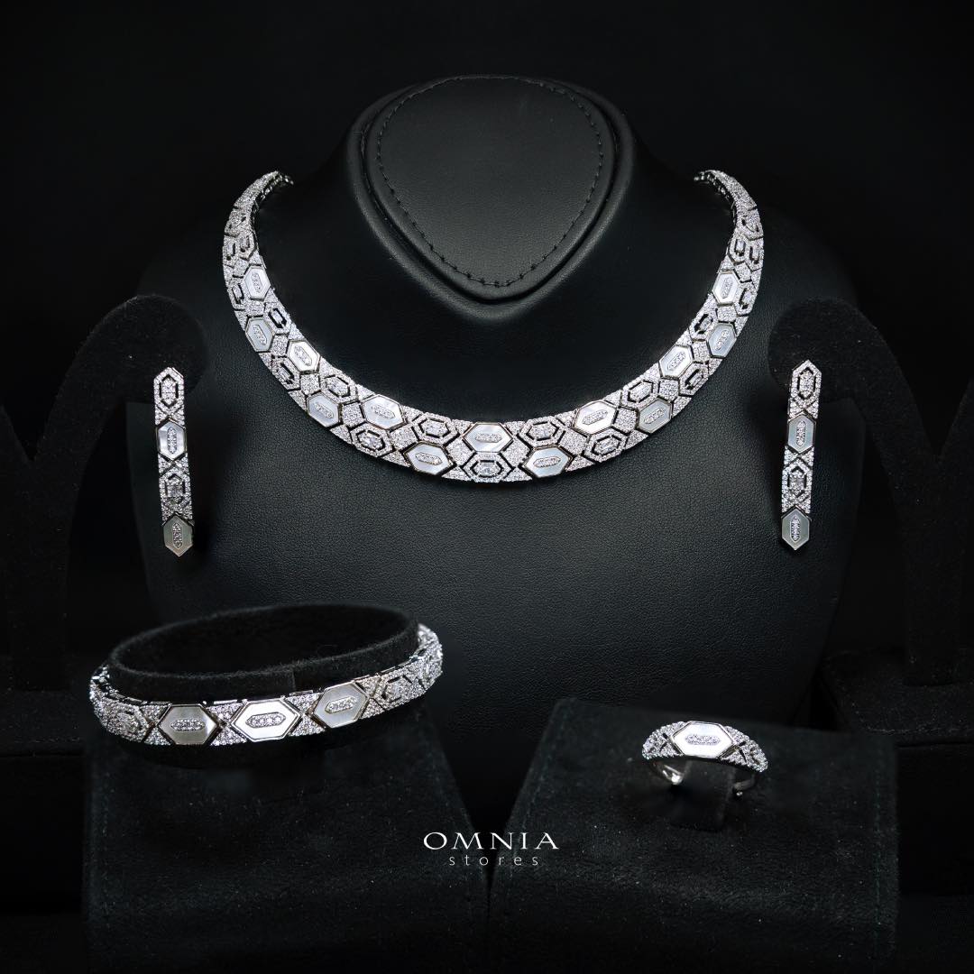 Omnia Raya Bridal Full Set Accessories in High Quality Zircon Stone in Rhodium Plated