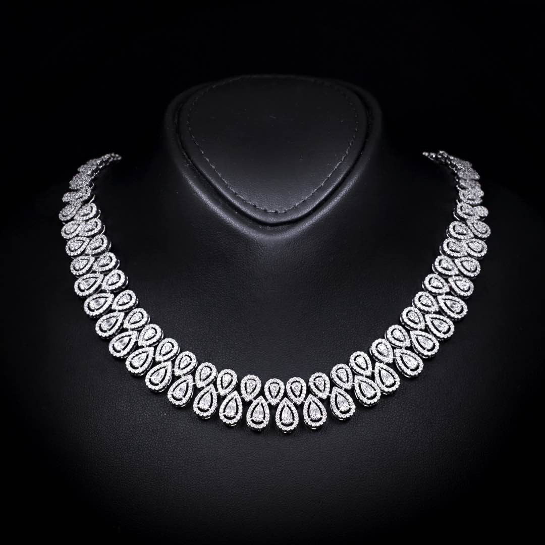 Omnia Kanzah Luxury Bridal White Full Set in High Quality Zircon Stone Premium Rhodium Plated