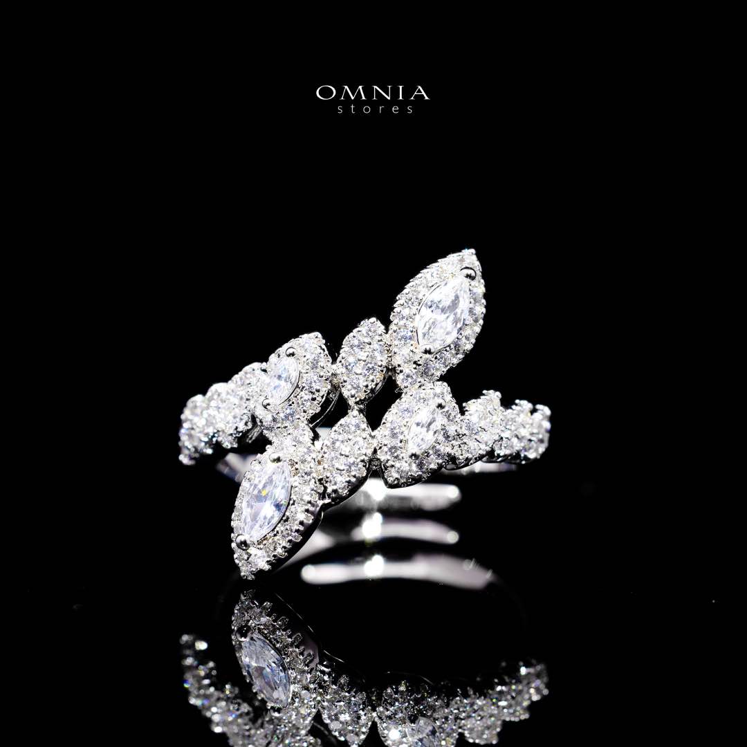 Omnia Nada White Bridal Full Set in High Quality Zircon Stone Premium Rhodium Plated