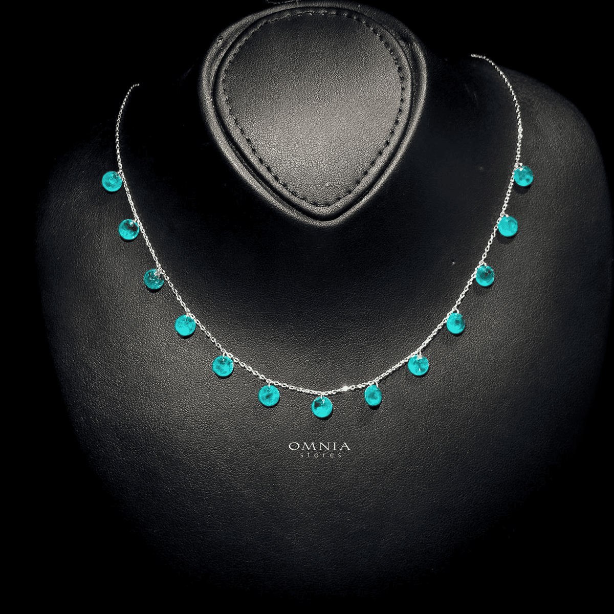 Omnia Anara Turquoise Necklace 92.5 Silver In High Quality Simulated Diamonds - OMNIASTORES UAE
