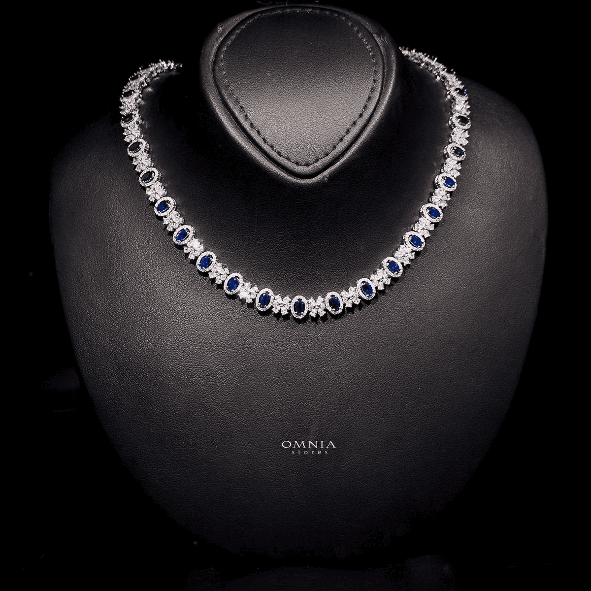Omnia Mira Blue Bridal Full Set in High Quality Zircon Stone Rhodium Plated - OMNIASTORES UAE