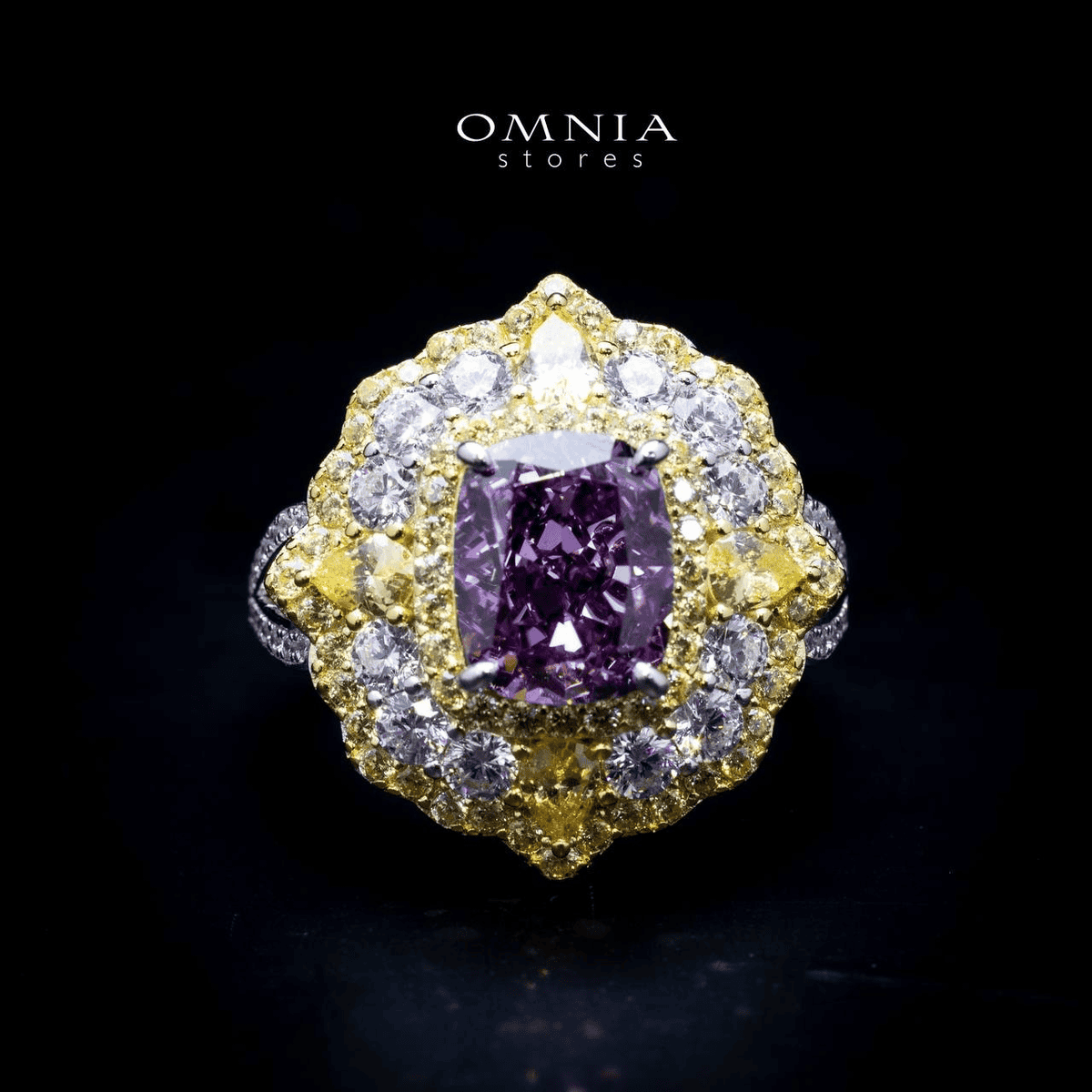 Omnia Maliya Purple Ring in 92.5 Silver High Quality Simulated Diamonds - OMNIASTORES UAE