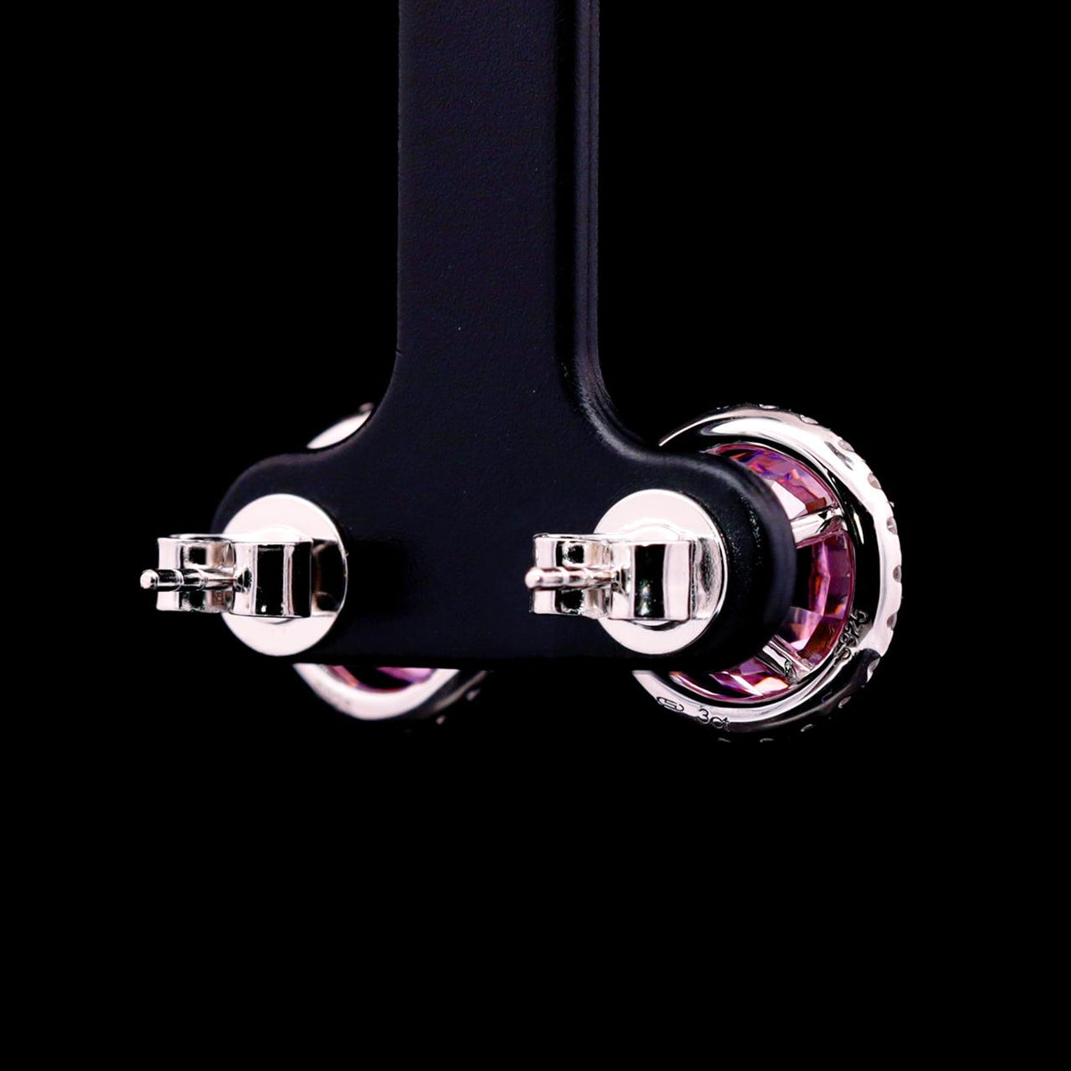 Abrar Pink Earrings with Certificate | Simulated Diamonds in 925 Sterling Silver back