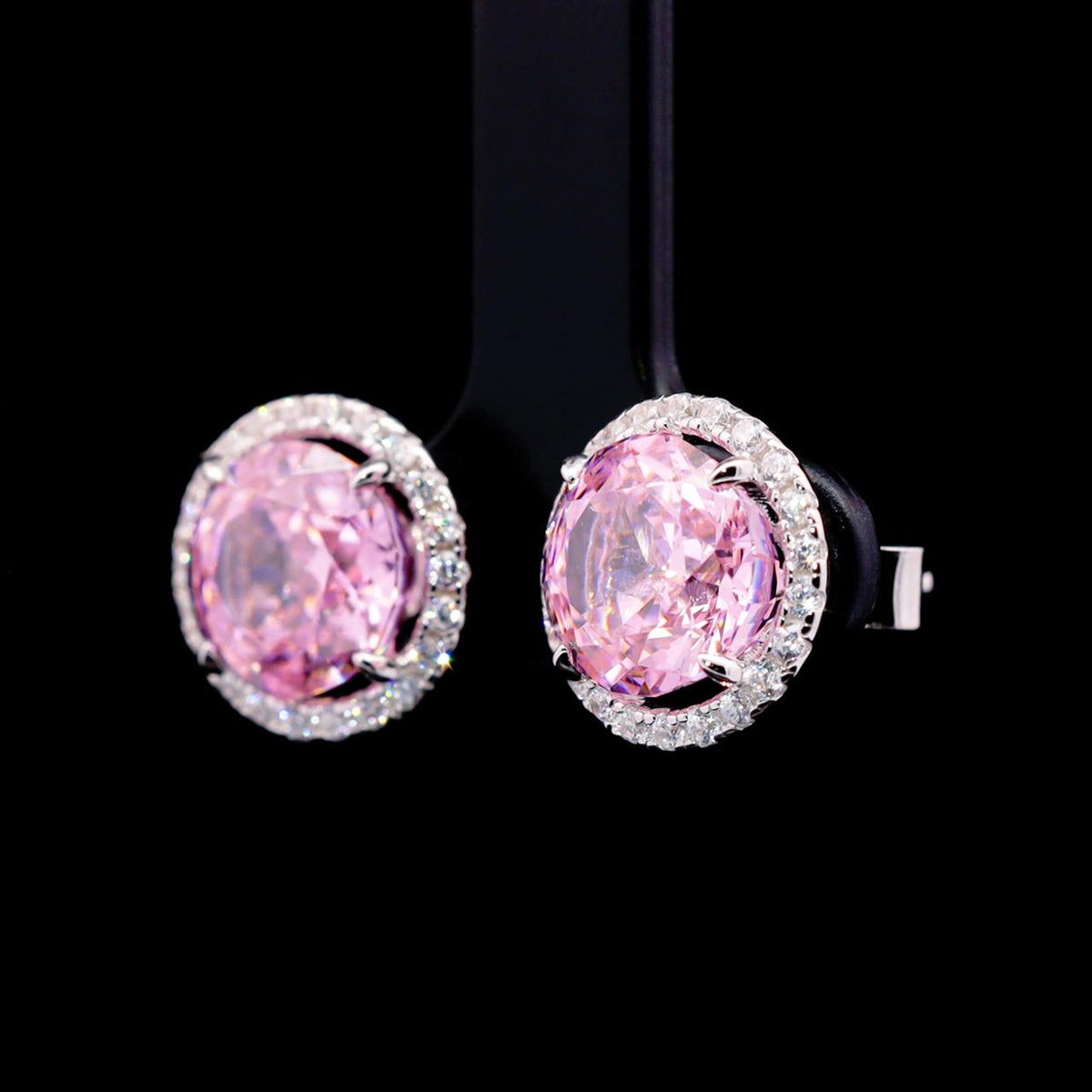 Abrar Pink Earrings with Certificate | Simulated Diamonds in 925 Sterling Silver side
