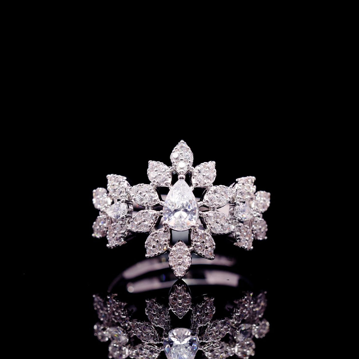 Adalyn Luxury Bridal ring with High-Quality Zircon Stones Rhodium-Plated Finish
