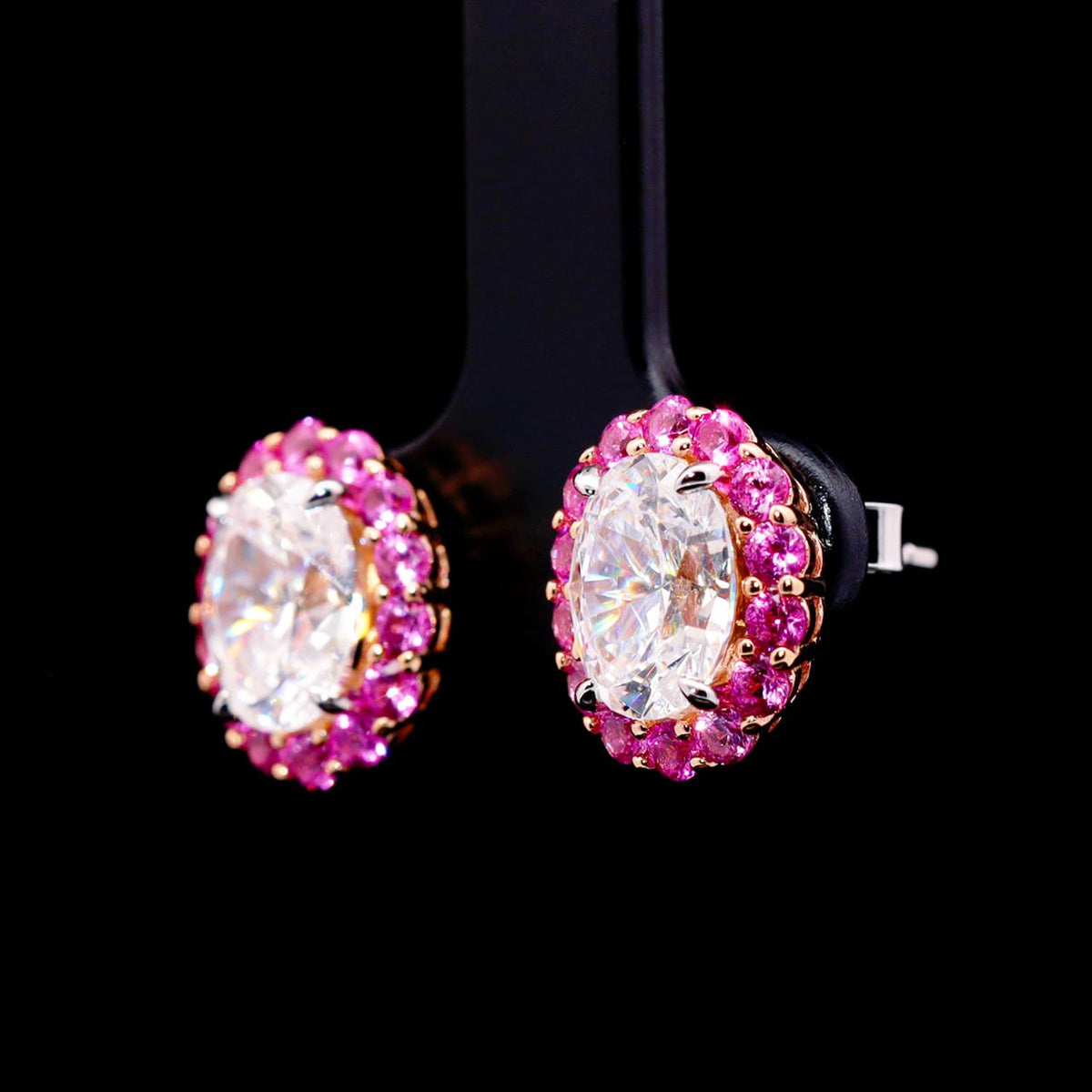 Areej Pink Earrings with Certificate | Simulated Diamonds in 925 Sterling Silver side