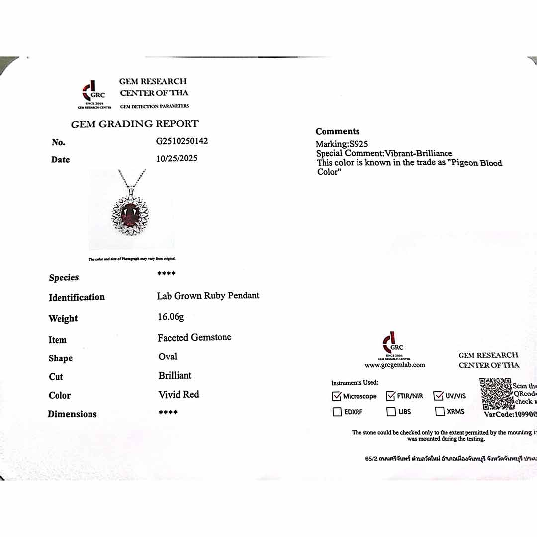 Omnia Alima Silver Necklace and Earrings Set in 925 Silver With High Quality GRC Certified Ruby Red Lab Grown Stones