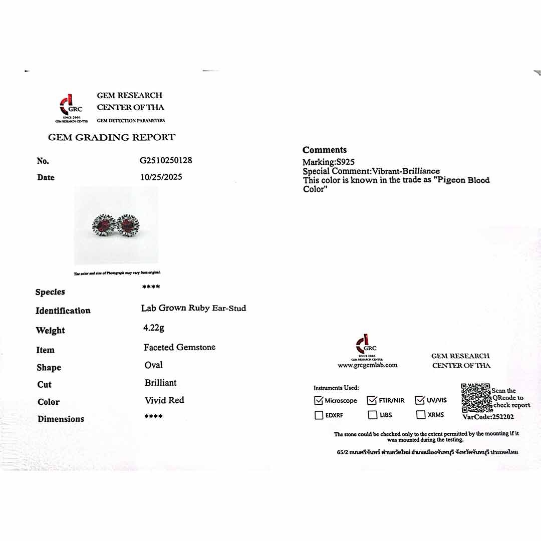 Omnia Alima Silver Necklace and Earrings Set in 925 Silver With High Quality GRC Certified Ruby Red Lab Grown Stones