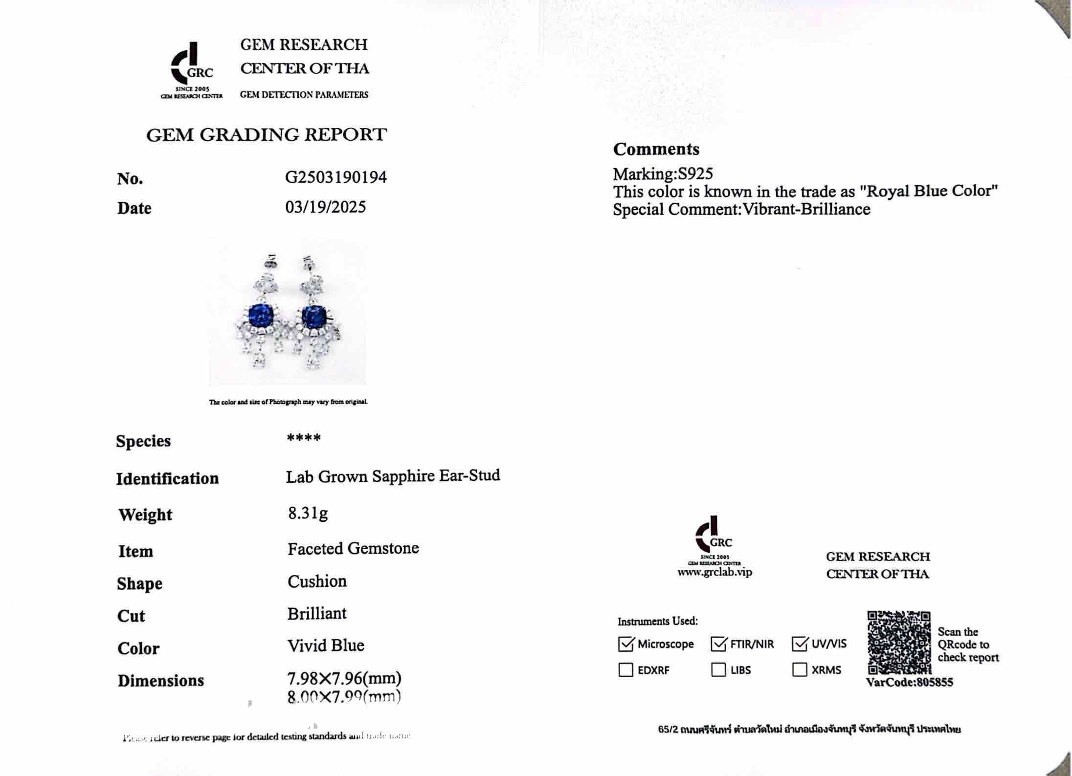 Omnia Madiha Blue Drop Earrings 925 Silver Certified in High Quality Lab-Grown Sapphire Stone - OMNIASTORES UAE