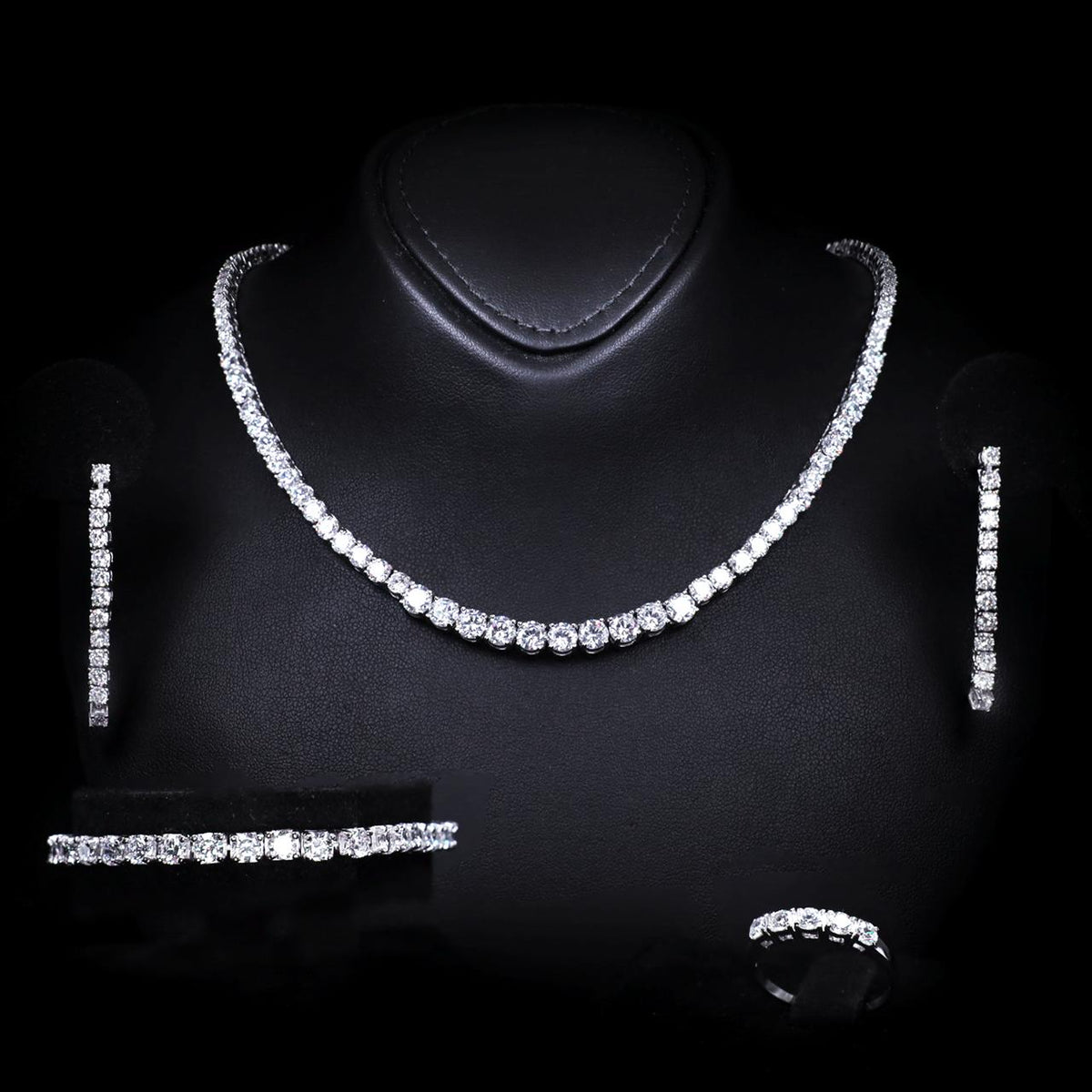 Carissa White Bridal Full Set in 925 Sterling Silver with High-Quality Simulated Diamonds