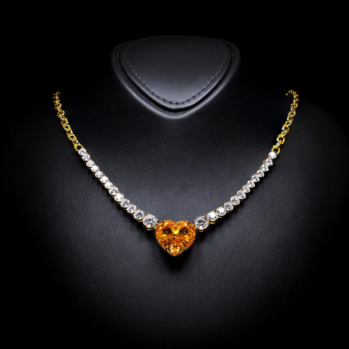 Dareen Yellow Necklace with Certificate | Simulated Diamonds in Gold-Plated 925 Sterling Silver