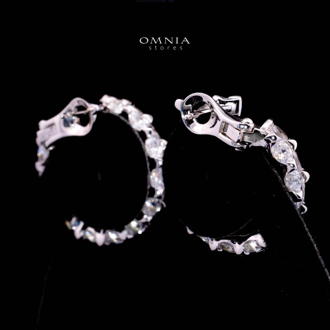 Omnia Shasa White Earrings With High Quality Certified Lab Crafted Stones In 925 Silver