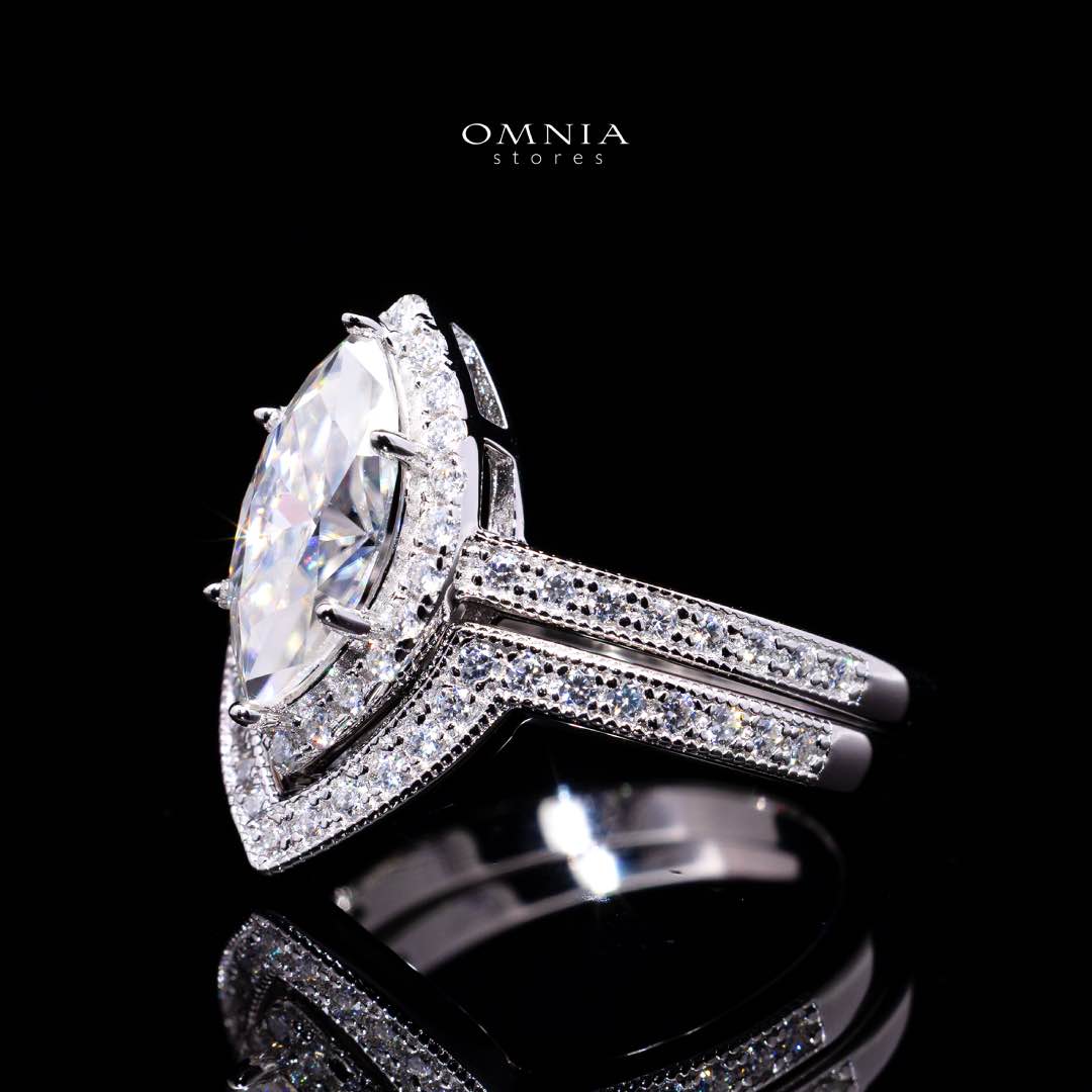 Azmira Royal Design Marquise Moissanite Ring – Certified 925 Sterling Silver GRA Certified