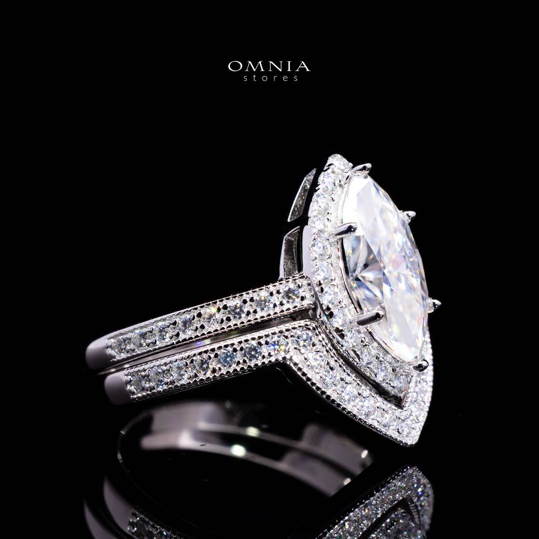 Azmira Royal Design Marquise Moissanite Ring – Certified 925 Sterling Silver GRA Certified