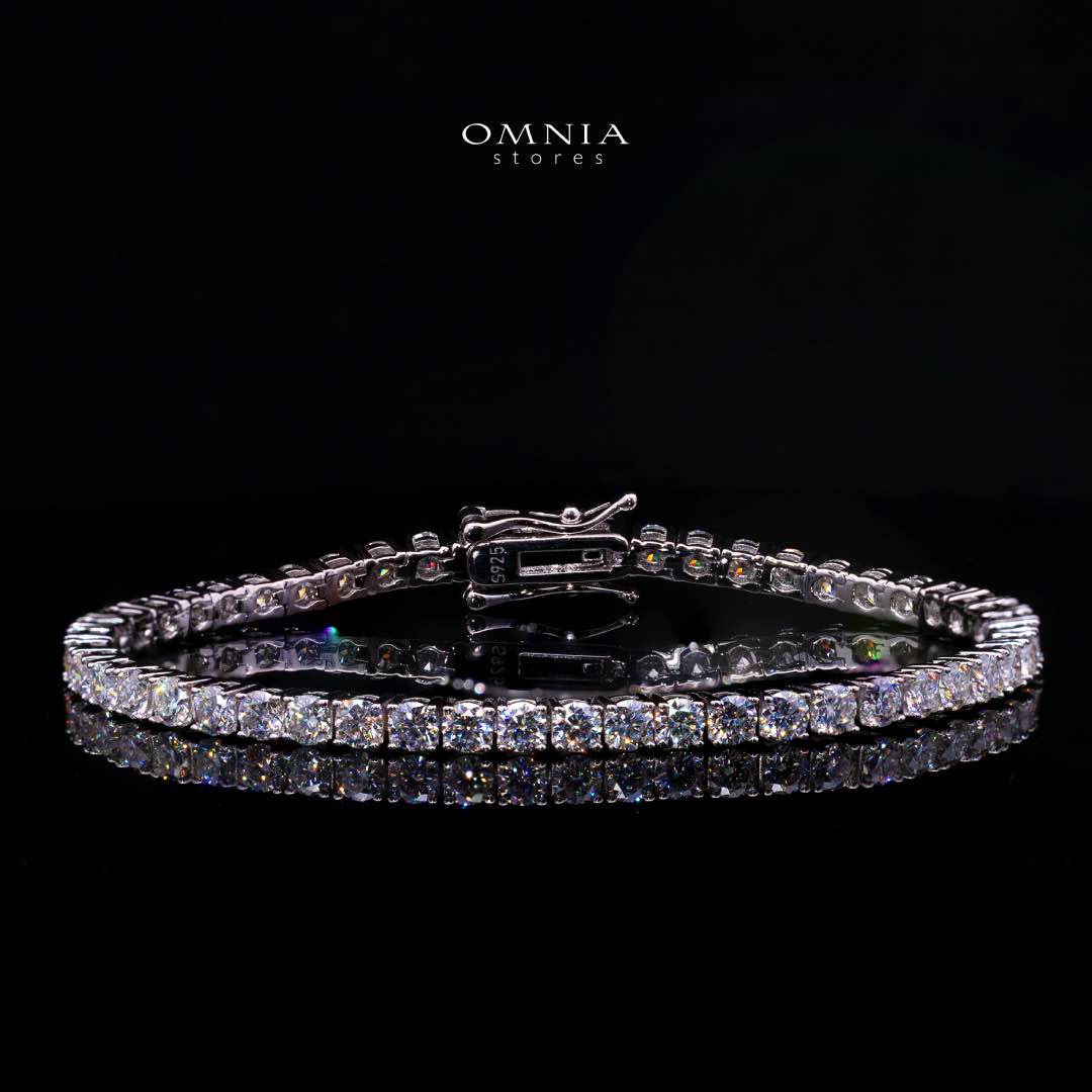 Rayhana White 3mm Tennis Bracelet with High-Quality Premium Moissanite, GRA Certificate, and Rhodium Plating in 925 Sterling Silver
