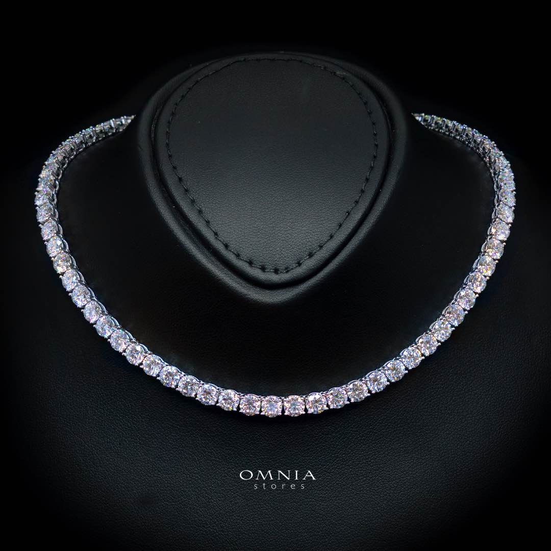 Arianne White 5mm Tennis Necklace with High-Quality Premium Moissanite, GRA Certificate, and Rhodium Plating in 925 Sterling Silver