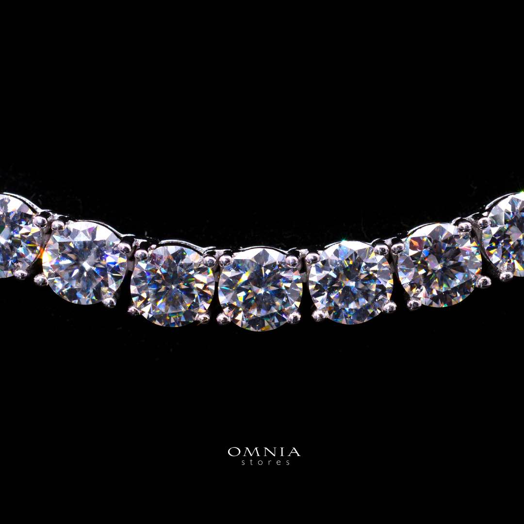 Arianne White 5mm Tennis Necklace with High-Quality Premium Moissanite, GRA Certificate, and Rhodium Plating in 925 Sterling Silver