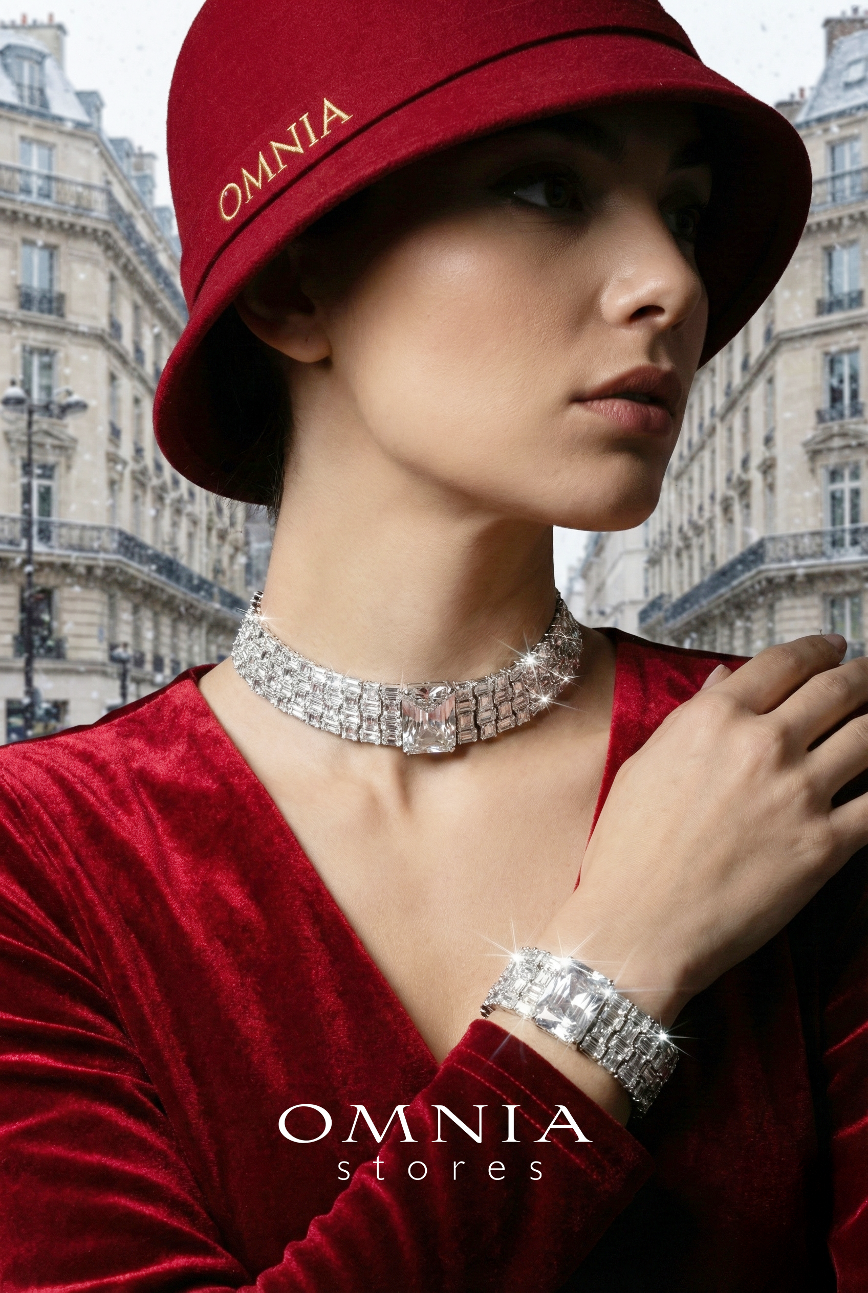 Omnia Zeina Silver Set in 925 Silver with High-Quality Simulated Diamonds