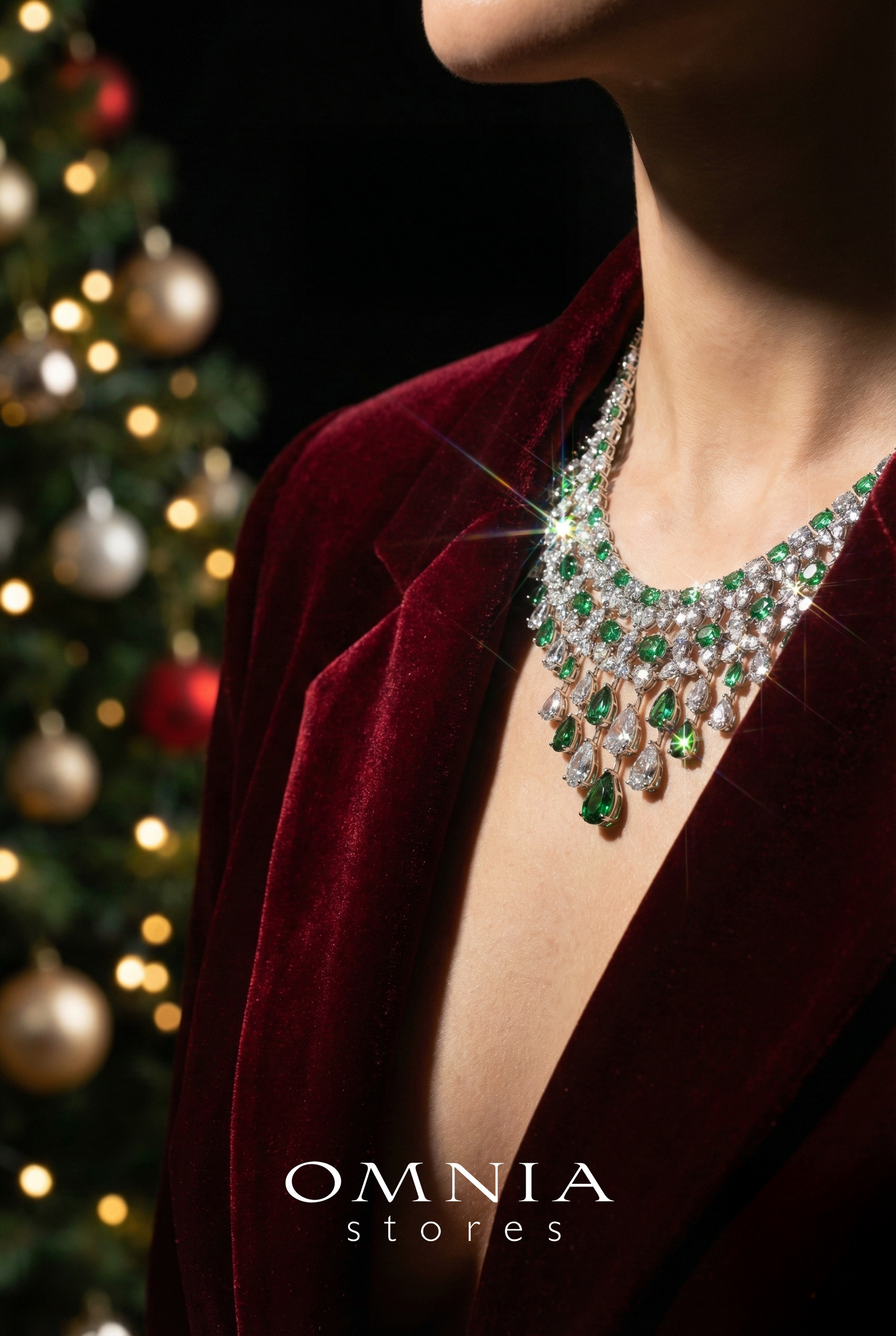 قلادة أومنيا كينزا باللونين الأخضر والأبيض من الفضة عيار 925 عالية الجودة، أحجار كريمة معتمدة ومصنوعة في المعمل