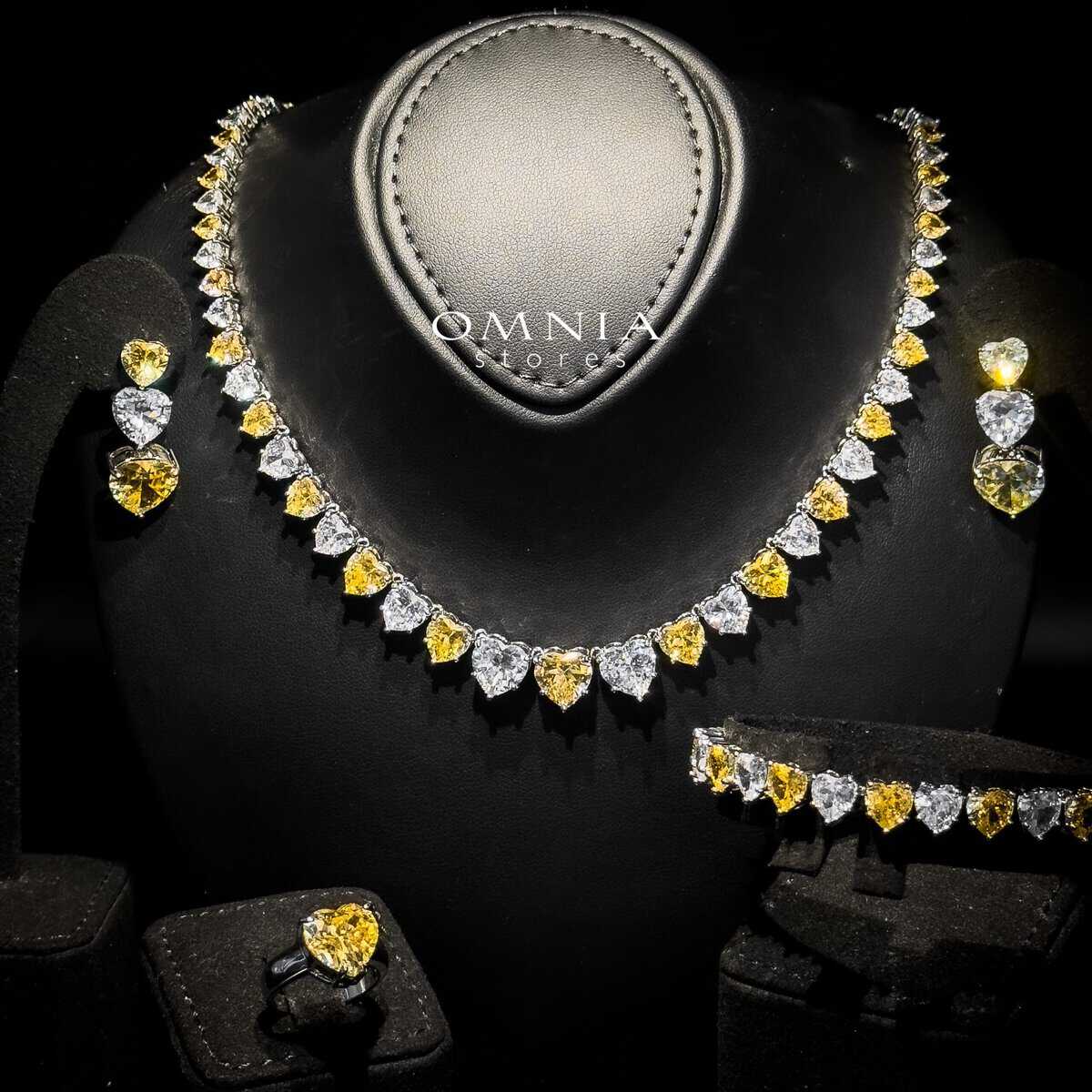 Omnia Donatella Yellow Bridal Full Set in High Quality Simulated Diamonds - OMNIASTORES UAE
