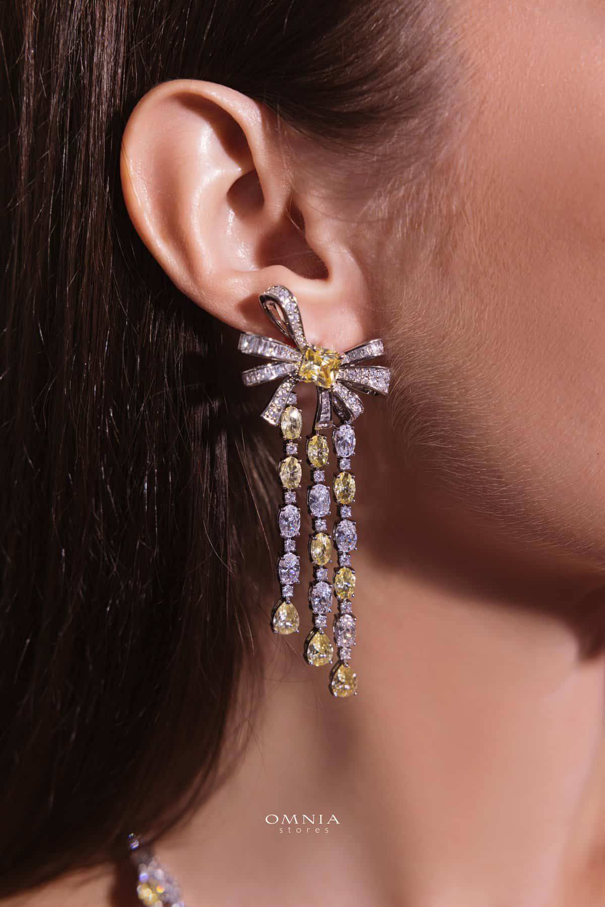 Omnia Mawada Yellow Bridal Full Set with Elegant Bow-Accent Design and High-Quality Zircon Stones in Rhodium Plated Finish - OMNIASTORES UAE